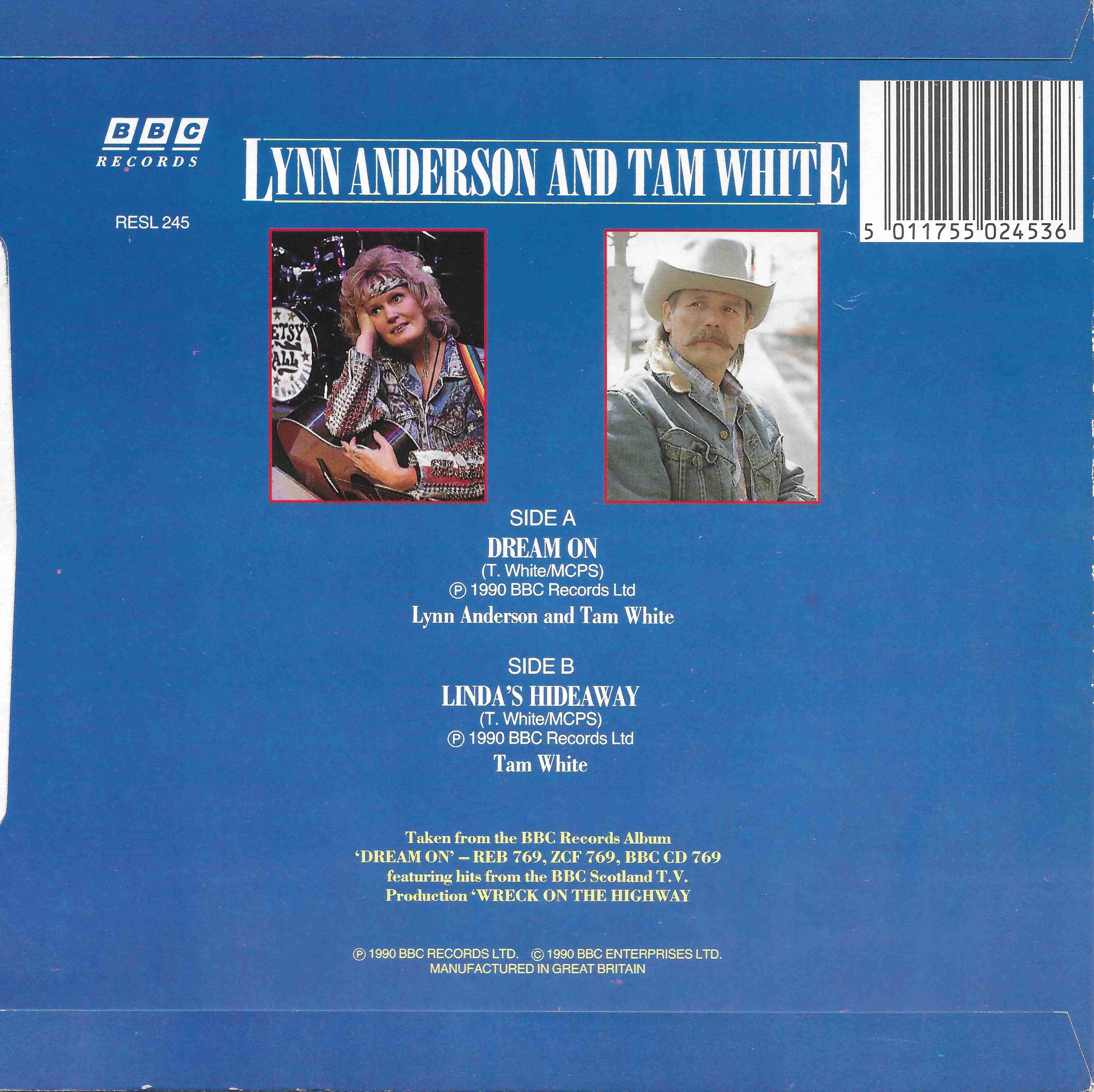 Picture of RESL 245 Dream on by artist Lynn Anderson / Tam White from the BBC records and Tapes library